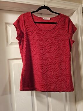 RICKI'S Red Textured Scoop Neck Tee